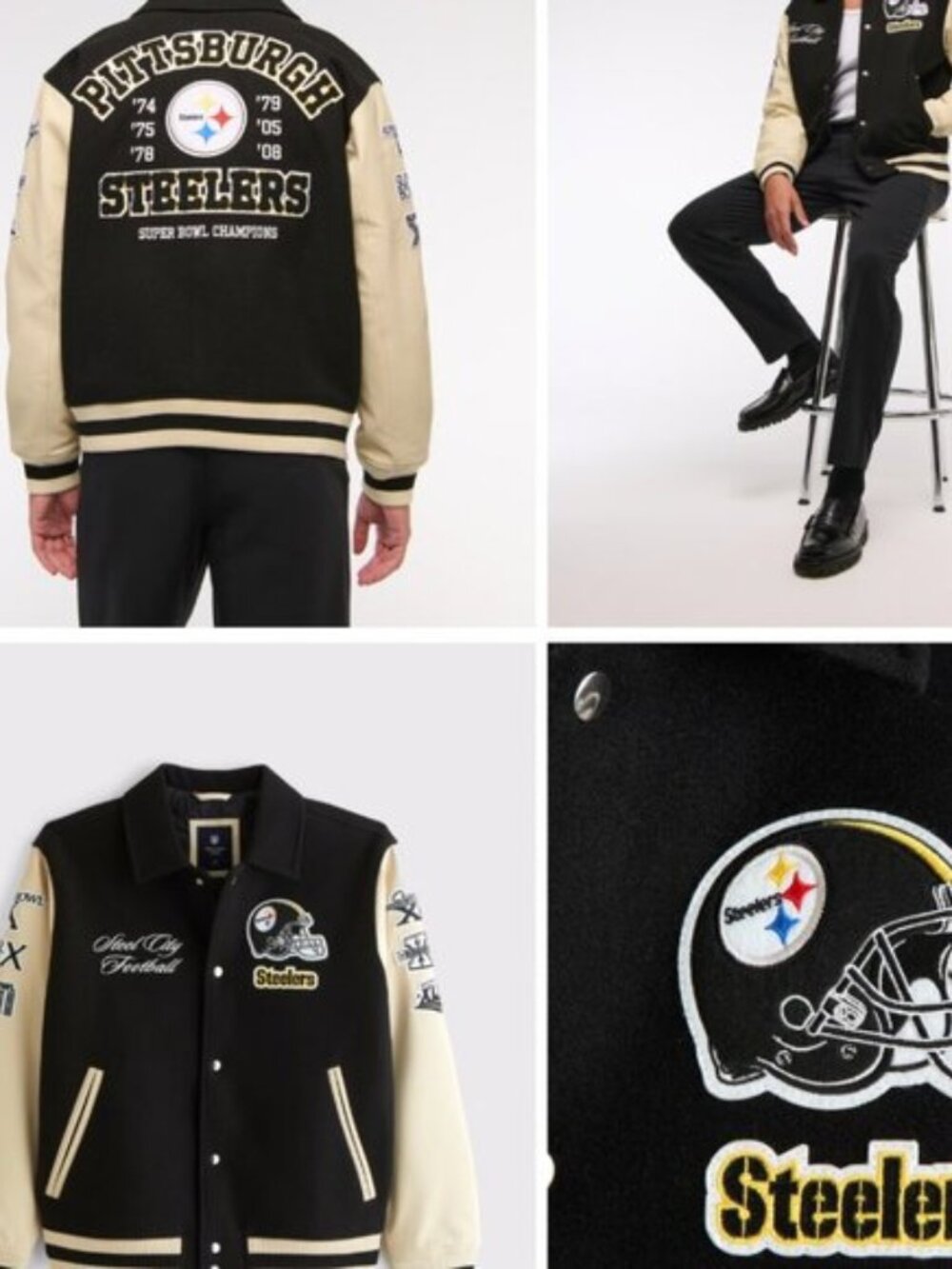 Pittsburgh Steelers Varsity Bomber Jacket Abercrombie & Fitch A&F